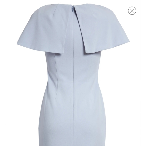 NWOT Cape Sleeve Scuba Crepe Sheath Dress in Light Blue - Picture 2 of 6